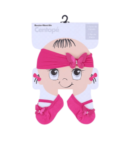 KINDMO KIDS - Kit Bebê Faixa de Cabelo e Sapatilha - Centopé