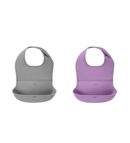 KINDMO KIDS - Conjunto Babador com Bolsa de Silicone OXO tot Lilas e Cinza