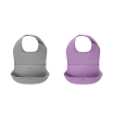 KINDMO KIDS - Conjunto Babador com Bolsa de Silicone OXO tot Lilas e Cinza